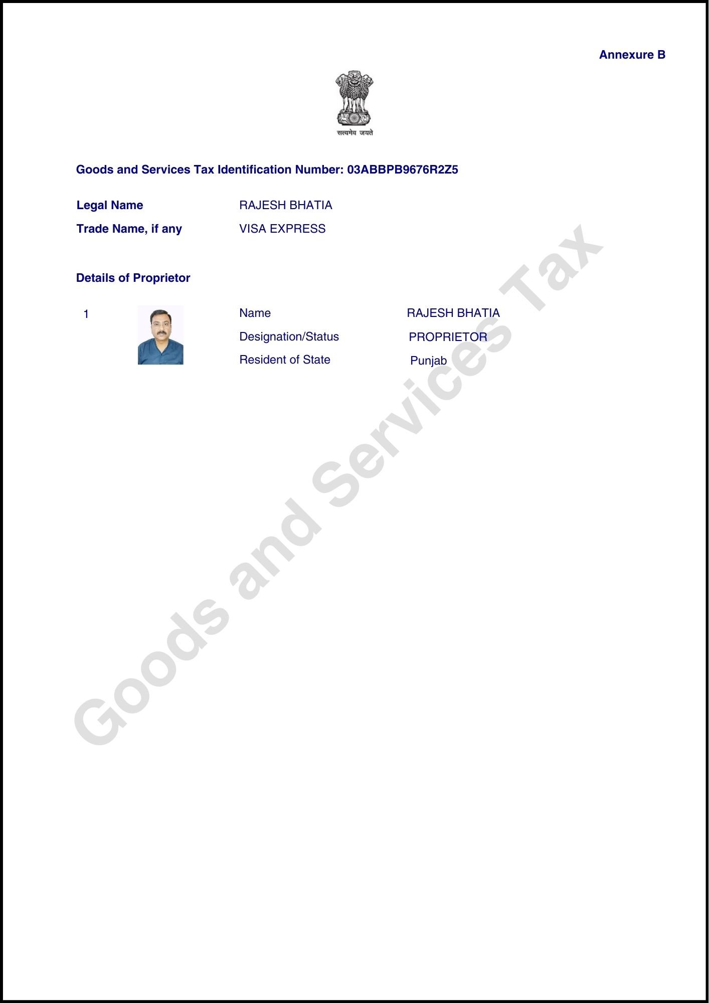 GST Certificate